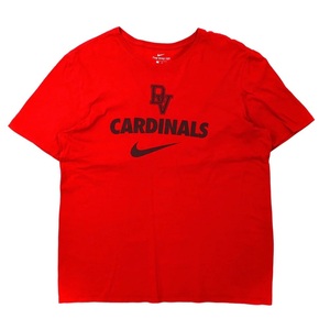 NIKE ビッグサイズ フットボールプリントTシャツ XL レッド コットン NFL ARIZONA CARDINALS ニカラグア製
