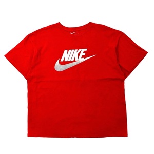 NIKE ビッグサイズ ロゴプリントTシャツ XXL レッド コットン REGULAR FIT スウォッシュロゴ ホンジュラス製