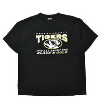 CHAMPION ビッグサイズ フットボールプリントTシャツ XL ブラック コットン GREENE COUNTY TIGERS メキシコ製_画像1