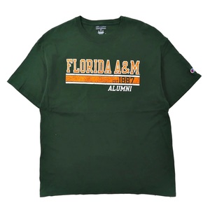 CHAMPION ビッグサイズ カレッジプリントTシャツ 2XL グリーン コットン FLORIDA A&M ニカラグア製