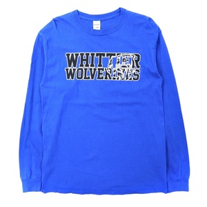 GILDAN ロングスリーブTシャツ M ブルー コットン WHITTIER WOLVERINES ホンジュラス製