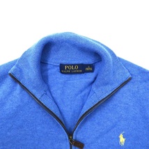 POLO RALPH LAUREN ハーフジップニット セーター 170 ブルー メリノウール スモールポニー刺繍_画像4