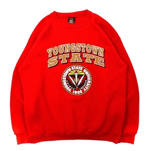 PM SPORTS ビッグサイズ カレッジプリントスウェット XL レッド コットン 裏起毛 YOUNGSTOWN STATE UNIVERSITY 90年代 USA製