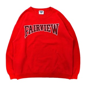 LEE ビッグサイズ プリントスウェット L レッド コットン 裏起毛 FAIRVIEW 90年代 USA製