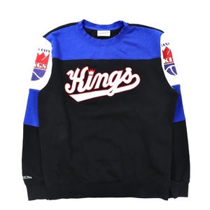 MITCHELL & NESS ビッグロゴスウェット L ブラック コットン 裏起毛 NBA KANSAS CITY KINGS