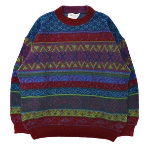 GIORGIO ALLAN общий рисунок вязаный свитер 50 многоцветный шерсть альпака . большой размер Италия производства 