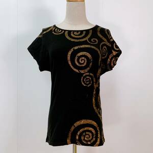 S2888 THE METROPOLITAN MUSEUM OF ART レディース Tシャツ 半袖 人気 S 黒 万能 シンプルデイリーカジュアル 金 一分袖