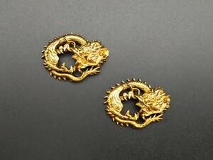 MS38　日本刀装具　目貫　団龍の図　銅製　金工品　拵　刀剣美術