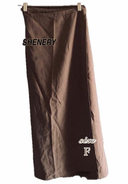 【SHENERY】シーナリー バックリボン リネン混 フレア スカート《F》