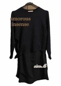 【amorous insense】 長袖 ニットワンピース 春秋冬《M/黒》