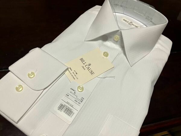百貨店販売品　BILL CAUSE形態★形態安定　白織柄ワイシャツ　M(38-80)　レギュラーカラー　送料無料
