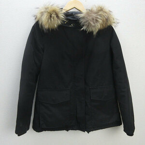 H■ユナイテッドアローズ/UNITED ARROWS GLR SPORTING＆STYLE リアルファー付き ダウンジャケット【40】黒/LADIES■22【中古】