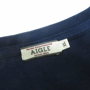 G■エーグル/AIGLE ロゴプリントTシャツ【XL】紺/men's/85【中古】■の画像2