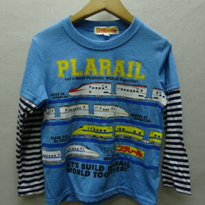 全国送料無料 プラレール PLARAIL 新幹線 TOMY 子供服キッズ男の子 長袖 重ね着風レイヤードTシャツ 120