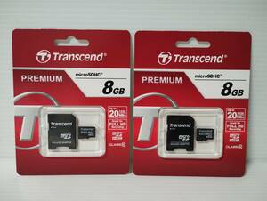 2枚セット　未使用・未開封品　8GB　Transcend　PREMIUM　microSDHCカード　microSDカード メモリーカード