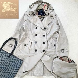 大きいサイズ◆新品タグ付◆バーバリー BURBERRY 44/13号/XL-3L 2way!メガチェックコンビフーデッドトレンチコート 卒業式 入園式 入学式