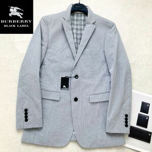 ★新品タグ付★バーバリーブラックレーベル BURBERRY BLACK LABEL Mサイズ シアサッカーストライプジャケット 春夏クールビズ ギフトにも☆