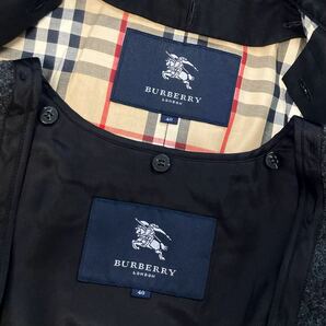 ★大きいサイズ★美品★バーバリー BURBERRY 40/11号/L ウールライナー付☆ギャバジンロングトレンチコート 黒 ビジネス フォーマル 日本製の画像5