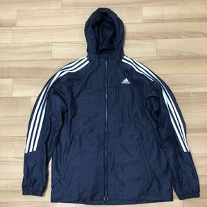 送料無料 adidas ウインドブレーカー WIND. RDY アディダス ジャケット ジャージ ブルゾン フード パーカー デニム風 紺 ネイビー XLの画像9