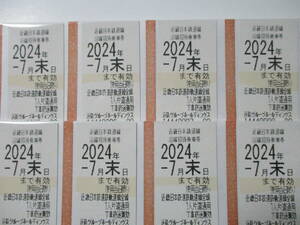 近畿日本鉄道・株主優待 沿線招待乗車券8枚・2024年7月末日まで有効