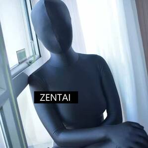 GW限定セール 男性サイズ フラット 全身タイツ 黒 ZENTAI ゼンタイ コスプレ 戦隊 ブラックの画像2