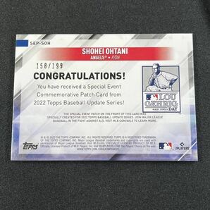 199枚限定 2022 Topps Update Series 大谷翔平 ルー・ゲーリッグデー記念ロゴパッチカード MLBジャージーサイン等各種インサートカードの画像5