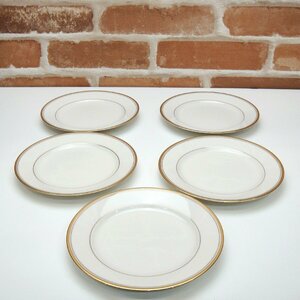 3732　ノリタケ Noritake アイボリーチャイナ LINTON 18cm プレート 5枚 皿 ディッシュ 洋皿 ケーキ皿 金彩 ゴールド 洋食器