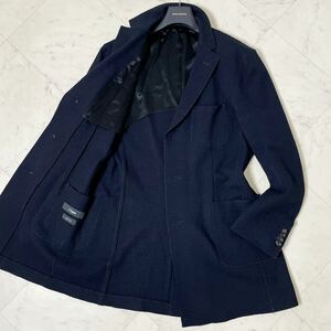 極美品/XLサイズ★ Z ZEGNA ジーゼニア JERSEY COAT Drop8 チェスターコート リバーコート ダブルフェイス size52 ウール ネイビー 濃紺