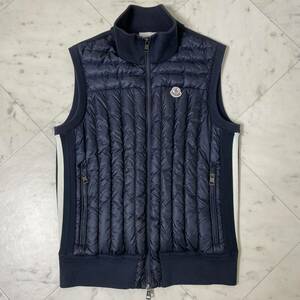 極美品☆ MONCLER モンクレール MAGRIA TORICOT GILET ダウンベスト ニット切替 ハイブリッド ジレ Sサイズ Wジップ ネイビー マグリア