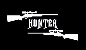 猟銃　ハンター　ハンティング　猟師　狩り　狩猟 　狩人　狩り　害獣駆除　ステッカー1枚（銀白色）