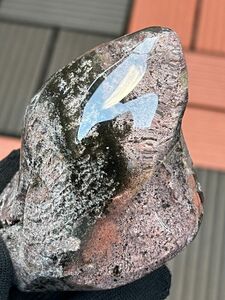 天然ガーデン水晶クォーツ　庭園水晶　磨き原石　クローライトインクォーツ　置物　パワーストーン