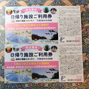 藤田観光　株主優待券　日帰り施設ご利用券（箱根小涌園ユネッサン　下田海中水族館 ） 2枚 有効期限　2024/9/30 ★送料込★ 