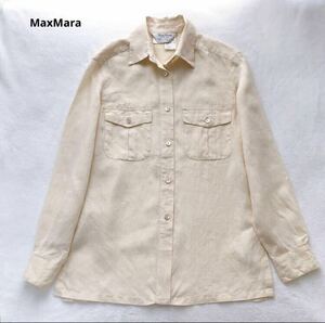 美品　MaxMara マックスマーラ　リネン　シャツ　ブラウス　白タグ　ベージュ　38