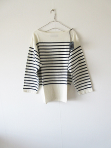 未使用 2023 OUTIL / ウティ OU-C008-1 TRICOT NAY 0 WHITE＆INDIGO / ボーダーカットソー バスクシャツ