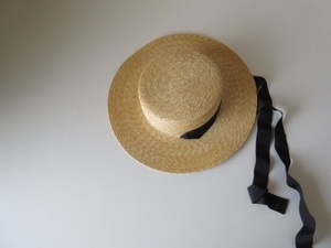 未使用 2023 wica grocery / ウィカグロサリー straw hat NATURAL×BLACK / ストローハット 帽子 レディース