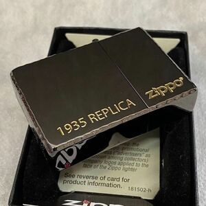 ZIPPO/復刻/1935レプリカ/ブラック/ゴールド/コーナーリューター/彫刻/ロゴ/新品/送料無料/ギフト/プレゼント