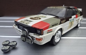 完成品　アウディ クアットロ ラリー アクロポリス　 1/24 AUDI QUATTRO クワトロ プラモデル 1983年　当時物　小鹿タミヤ 