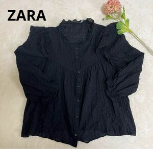 【ZARA】　ザラ　長袖　シャツ　Mサイズ　黒色 トップス