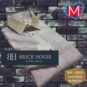 BRICK HOUSE クレリックカラー ピンク ホワイト ストライプ