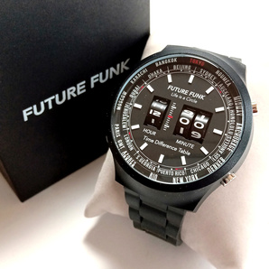 【ffw13】新品 FUTURE FUNK フューチャー ファンク 腕時計 FF105-BK クォーツ ブラックケース ブラックラバーベルト 黒の画像1
