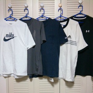 ★【古着】半袖　Tシャツ　XLサイズ以上　5着セット(まとめ売り)　NIKE(ナイキ)、adidas(アディダス)、UNDER ARMOUR(アンダーアーマー)など