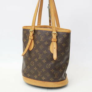 279)【1円スタート♪】LOUIS VUITTON ルイヴィトン M42238 プチバケットPM モノグラム トートバッグ 肩掛け ポーチ付き