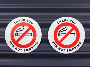 送料\84【アメリカ自動車整備用ステッカー／２枚セット】※《NO SMOKING・禁煙ステッカー／丸型》　アメリカ輸入品