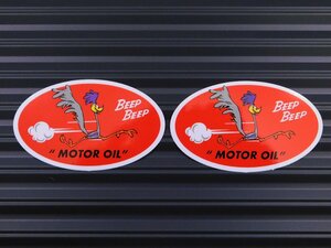 送料\84【MOTOROIL・ロードランナー】※《レーシングステッカー／２枚セット》　(品番：ms68)　アメリカン雑貨　ガレージ