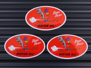 送料\84【MOTOROIL・ロードランナー】※《レーシングステッカー／３枚セット》　(品番：ms68)　アメリカン雑貨　ガレージ