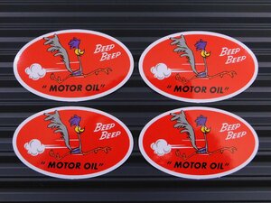 送料\84【MOTOROIL・ロードランナー】※《レーシングステッカー／４枚セット》　(品番：ms68)　アメリカン雑貨　ガレージ