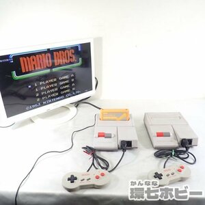 0KS71◆FC 任天堂 ニューファミコン HVC-101 本体 コントローラー 動作OK 2台セット まとめ 電源アダプター付 AVケーブル欠品/New 送:-/80