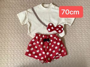 futafuta フタフタ　ミニーマウス　ミニーちゃん　70cm 子供服　ベビー　セット　Ｔシャツ　ショートパンツ　ディズニー