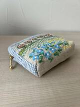 【handmade 01】手縫い お花の風景 刺繍 キルト ポーチ _画像5