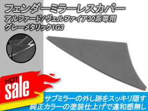 アルファード ヴェルファイア 30系 フェンダーミラーレスカバー 1G3 グレー メタリック 塗装済み サブミラー スムースカバー 外装 Y122